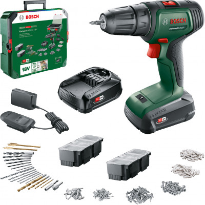 Perceuse UniversalDrill 18 2 batteries 1,5Ah + SystemBox + 241 accessoires - BOSCH | 0 603 9D4 003