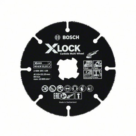 Disques à tronçonner Carbide Multi Wheel X-LOCK 115mm: 1 mm: 22,23 mm - BOSCH | 2 609 25C 126