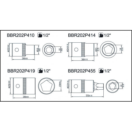 DOUILLE PENTAGONALE 1/2 19 - Bahco | BBR202P419