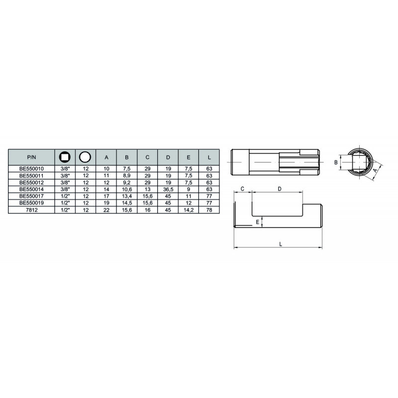 DOUILLE OUVERTE 3/8 12 - Bahco | BE550012
