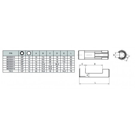 DOUILLE OUVERTE 3/8 19 - Bahco | BE550019