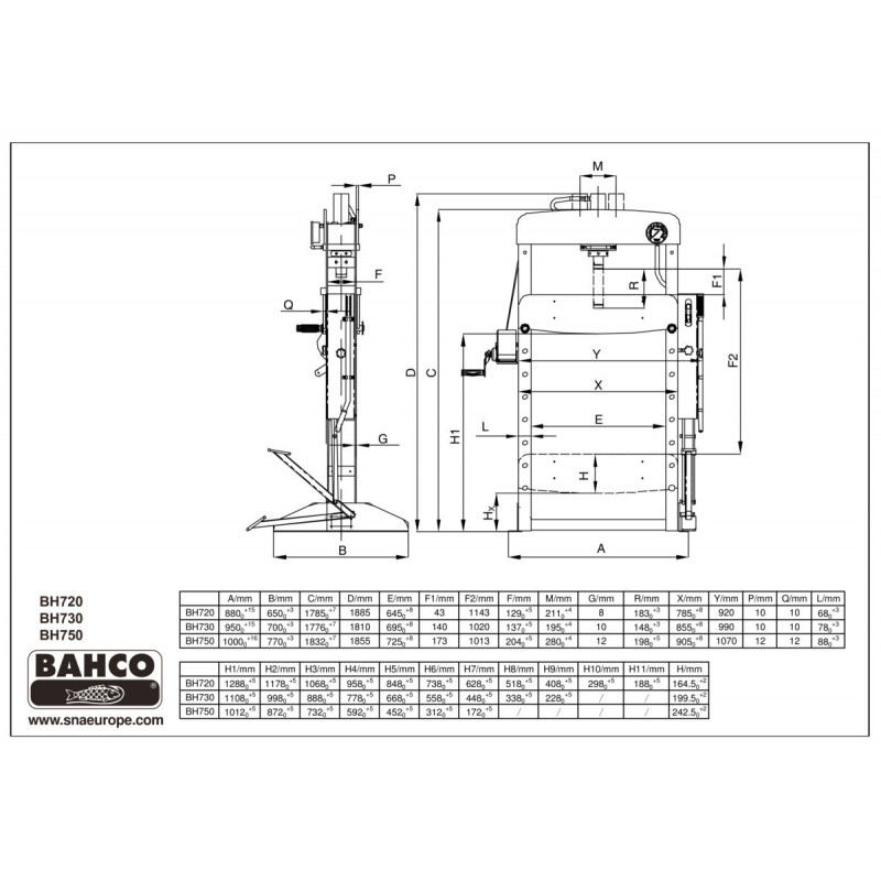 PRESSE HYDRAULIQUE 30T - Bahco | BH730