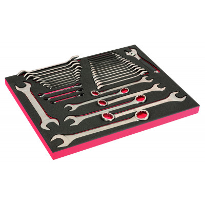 Jeu de clés à molette/mixtes/à fourche doubles, module mousse 3/3 Fit&Go - 34 pcs - Bahco | FF1A09