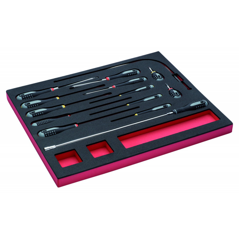 Jeu de tournevis pour vis à fente/Phillips, module mousse 3/3 Fit&Go - 14 pcs - Bahco | FF1A1001