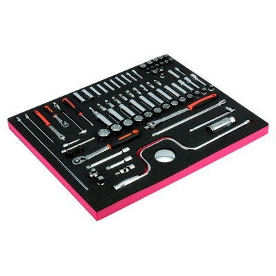 Jeu de douilles 1/4" + 3/8" et cliquet en poire, module mousse 3/3 Fit&Go - 83 pcs - Bahco | FF1A13