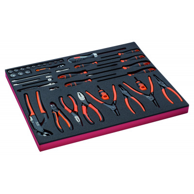Jeu de douilles 1/4"/pinces/tournevis, module mousse - 40 pcs - Bahco | FF1A136