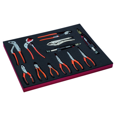Jeu de pinces coupantes et autres pinces, module mousse 3/3 Fit&Go - 12 pcs - Bahco | FF1A15