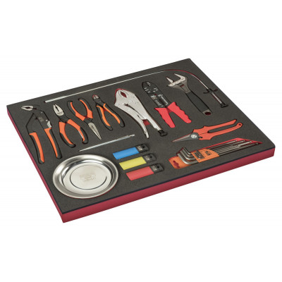 Module mousse Fit&Go 3/3, pinces, clés mâles, coupelle magnétique et outil de préhension - 23 Pcs - Bahco | FF1A167