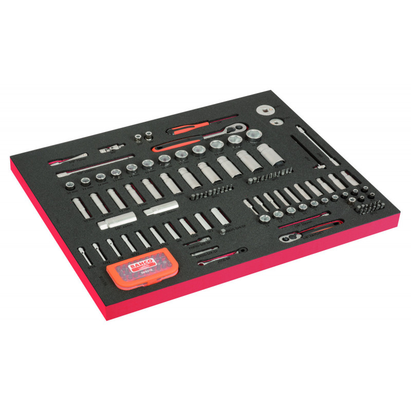 Module mousse Fit&Go 3/3 marquage laser, douilles 1/2" & 1/4" & jeu d'embouts - 139 Pcs - Bahco | FF1A195LM
