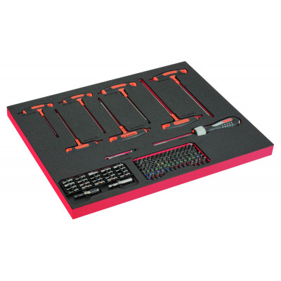 Module mousse Fit - Go 3/3 marquage laser, tournevis à cliquet, tournevis en T - 114 Pcs - Bahco | FF1A203LM