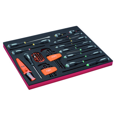 Jeu de tournevis/clés mâles/embouts, module mousse 3/3 Fit&Go - 51 pcs - Bahco | FF1A21