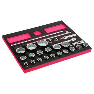 Jeu de douilles 3/4", module mousse 3/3 Fit&Go - 26 pcs - Bahco | FF1A2301