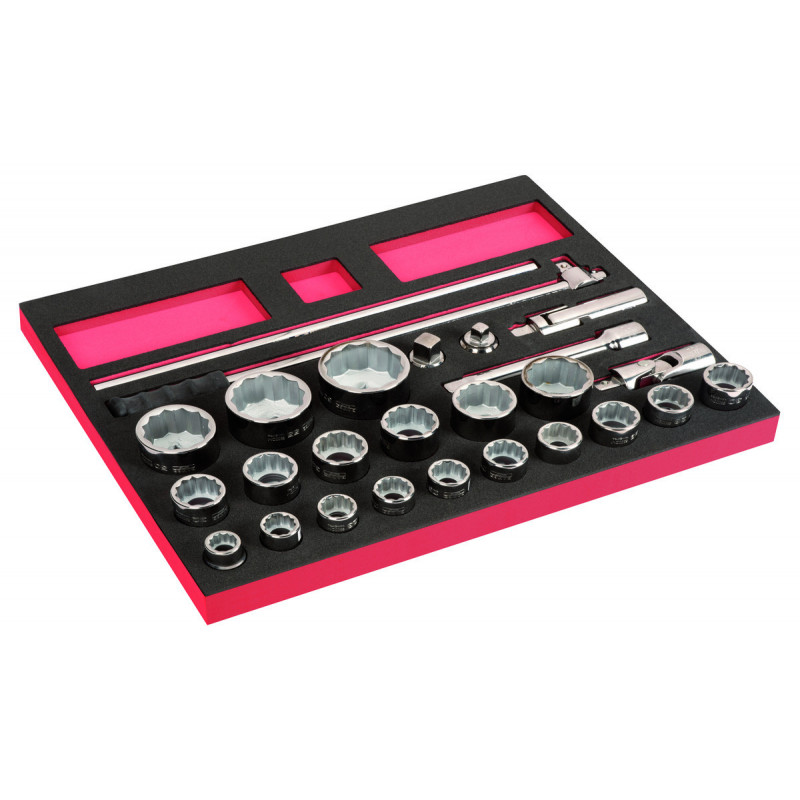Jeu de douilles 3/4", module mousse 3/3 Fit&Go - 26 pcs - Bahco | FF1A2301