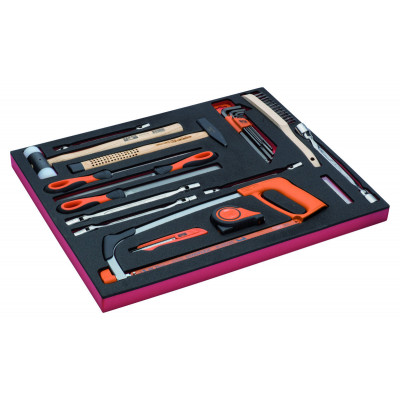 Jeu d'outils de frappe et limes, module mousse 3/3 Fit&Go - 24 pcs - Bahco | FF1A35