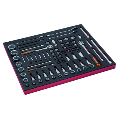 Jeu de clés mixtes/douilles standard, module mousse 3/3 Fit&Go - 83 pcs - Bahco | FF1A5005