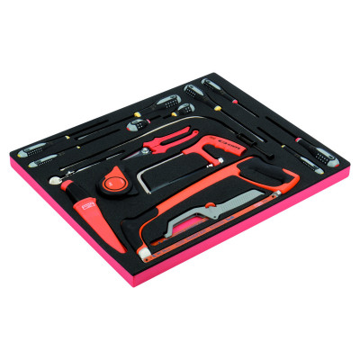 Jeu de tournevis/scie à métaux, module mousse 3/3 Fit&Go - 17 pcs - Bahco | FF1A5015