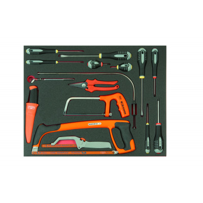 Jeu de tournevis/outils de coupe, module mousse 3/3 Fit&Go - 16 pcs - Bahco | FF1A5023
