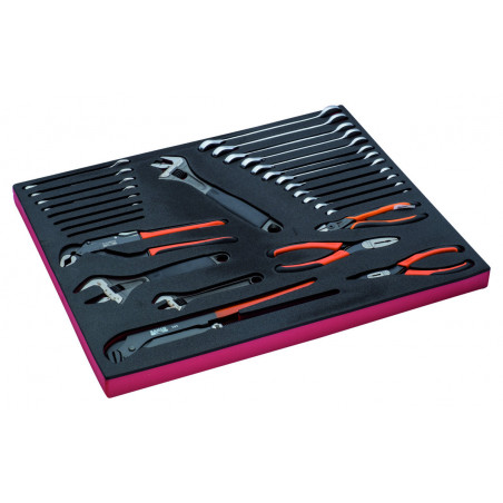 Jeu de clés et de pinces, module mousse 3/3 Fit&Go - 28 pcs - Bahco | FF1A5024
