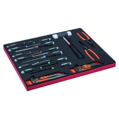 Jeu de tournevis/clés, module mousse 3/3 Fit&Go - 38 pcs - Bahco | FF1A53