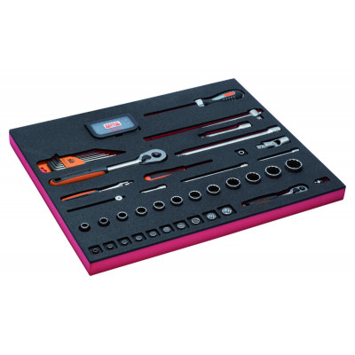 Jeu de clés/embouts, module mousse 3/3 Fit&Go - 75 pcs - Bahco | FF1A55