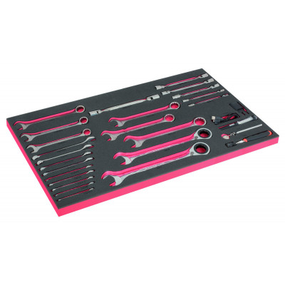 Module mousse pour servante 40", clé mixte, clés à tête flexible & miroir télescopique - 26 Pcs - Bahco | FF1B04LM