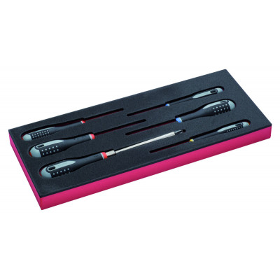 Jeu de tournevis vis à fente/Phillips/Pozidriv, module mousse 1/3 Fit&Go - 6 pcs - Bahco | FF1E1006