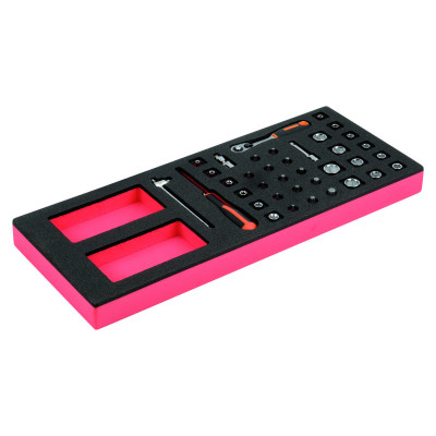 Jeu de douilles 1/4" et cliquets, module mousse 1/3 Fit&Go - 37 pcs - Bahco | FF1E2001