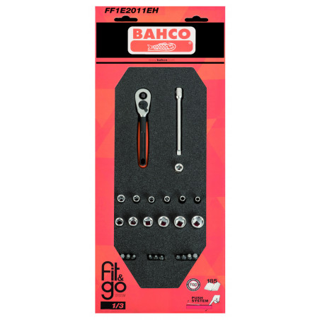 Module mousse Fit&Go 1/3, douilles 1/4" - 25 Pcs emballage individuel - Bahco | FF1E2011EH