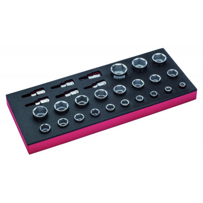 Jeu de douilles 1/2", module mousse 1/3 Fit&Go - 27 pcs - Bahco | FF1E2206