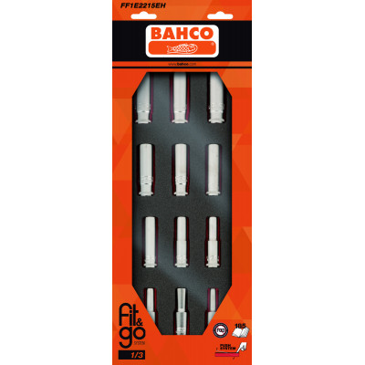 Module mousse Fit&Go 1/3, douilles longues 1/2" - 12 Pcs emballage individuel - Bahco | FF1E2215EH