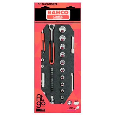 Module mousse Fit&Go 1/3, douilles 1/4" & 3/8" - 34 Pcs emballage individuel - Bahco | FF1E2505EH