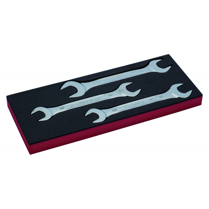 Jeu de clés à fourche double, module mousse 1/3 Fit&Go - 3 pcs - Bahco | FF1E3002