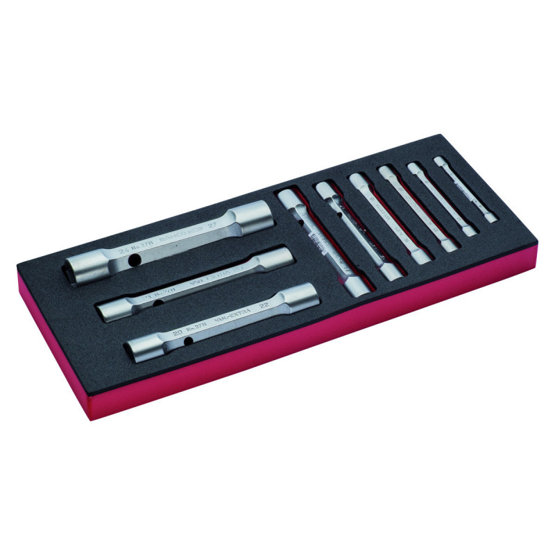 Jeu de clés serre-tubes à fourche double, module mousse 1/3 Fit&Go - 9 pcs - Bahco | FF1E3008