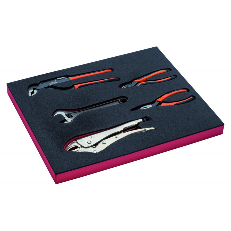 Jeu de pinces/clés à molette, module mousse 2/3 Fit&Go - 5 pcs - Bahco | FF1F5003