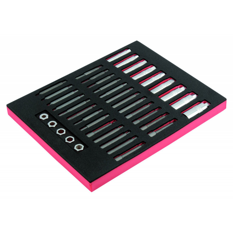 Jeu de douilles et embouts amortisseurs de chocs, module mousse 2/3 Fit&Go - 39 pcs - Bahco | FF1F5013