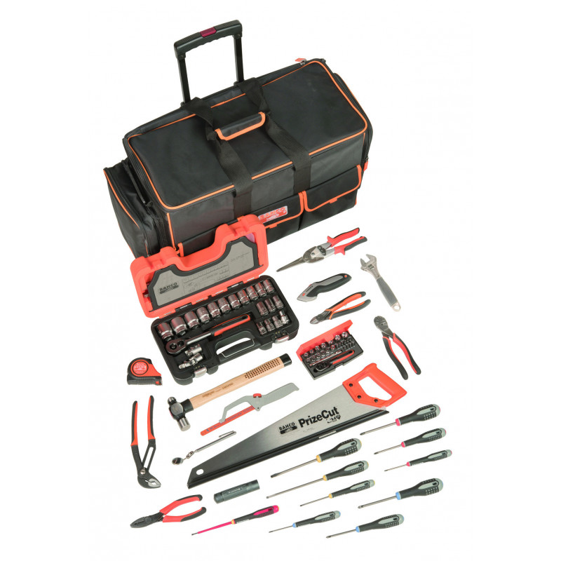 Sac textile sur roues avec jeu d'outils MRO - 72 pcs - Bahco | 4750FB2W-TS001