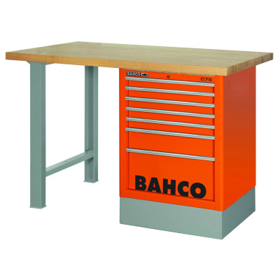 Établi avec plan de travail en bois à usage intensif, tiroirs latéraux et 2 pieds  - Bahco | 1495K6CBKWB18TW