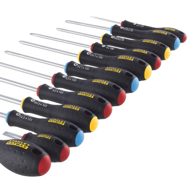TOURNEVIS ELECTRICIEN + MECANICIEN + PHILLIPS + POZI - JEU DE 12PCS FATMAX - STANLEY | FMHT65426-0