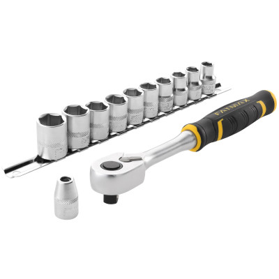 CLIQUET 120 DENTS 3/8’’ FATMAX + 10 DOUILLES + 10 EMBOUTS + PORTE-EMBOUT – 22 PCS - STANLEY | FMMT82680-0