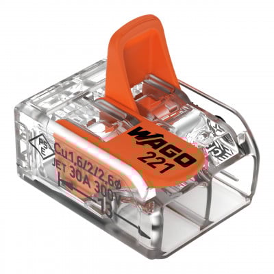 Borne WAGO 221 2x6mm² à leviers souple & rigide - Wago | 221-612