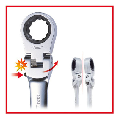 Clé mixte à cliquet à tête inclinable à verrouillage GEARplus®, 13 mm - KSTools | 503.4813