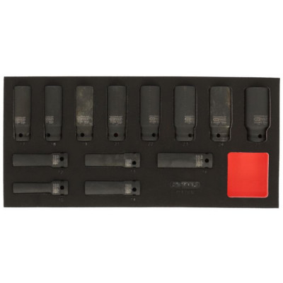 Module de douilles longues à chocs 1/2'' 12 pans,  13 pièces - KSTools | 713.1032