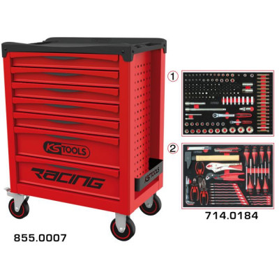 Servante RACING 7 tiroirs équipée de 184 outils - KSTools | 855.7184