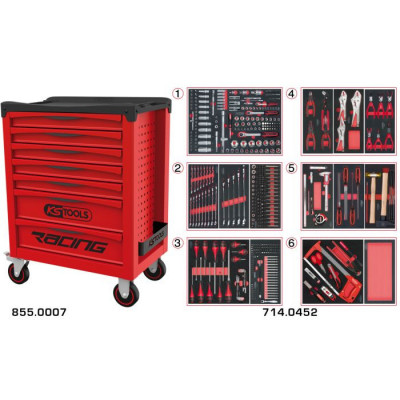 Servante RACING 7 tiroirs équipée de 455 outils - KSTools | 855.7452