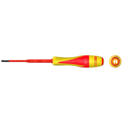 Tournevis fente bi-matière isolé 1000V - 3,5 x 100mm pour borniers électriques - KSTools | 922.6220