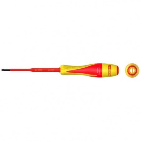 Tournevis fente bi-matière isolé 1000V - 3,5 x 100mm pour borniers électriques - KSTools | 922.6220