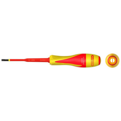 Tournevis fente bi-matière isolé 1000V - 4,0 x 100mm pour borniers électriques - KSTools | 922.6221