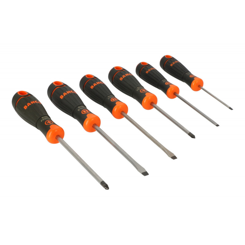 Jeu de tournevis à fente/Pozidriv BahcoFIT avec poignée en caoutchouc - 6 pcs Bahco | B219.016
