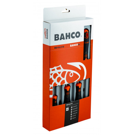 Jeu de tournevis à fente/Pozidriv BahcoFIT avec poignée en caoutchouc - 6 pcs Bahco | B219.016