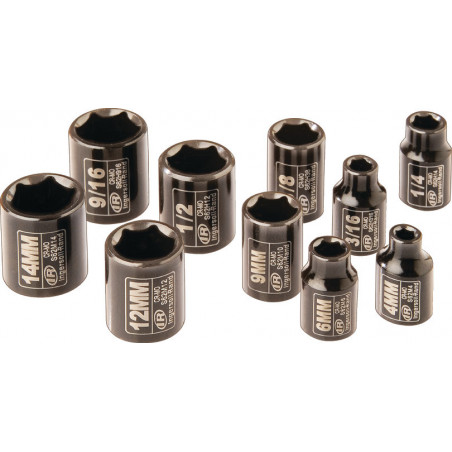 Jeu de Douilles 1/4" 3/16", 1/4", 3/8", 1/2", 9/16", 4, 6, 9, 12, 14 mm  SK2C10N Ingersoll Rand | SK2C10N